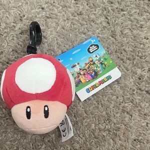 Nintendo Red & White Super Mario Mushroom Clip-On Plush club mocchi backpack